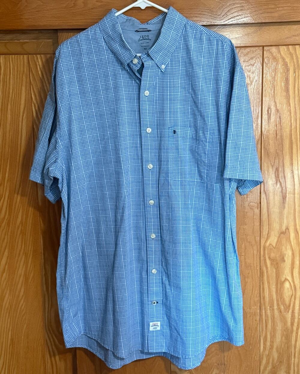 Vintage Izod Saltwater Gingham Button Down Shirt Blue, XLT